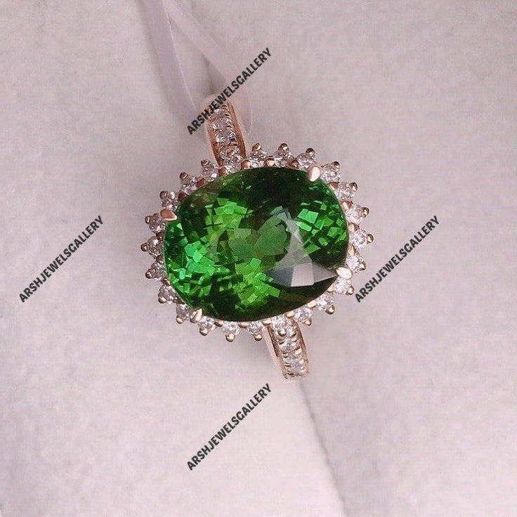 Beautiful oval cut green tourmaline ring 925 sterling silver ring vintage green tourmaline ring engagement ring wedding ring