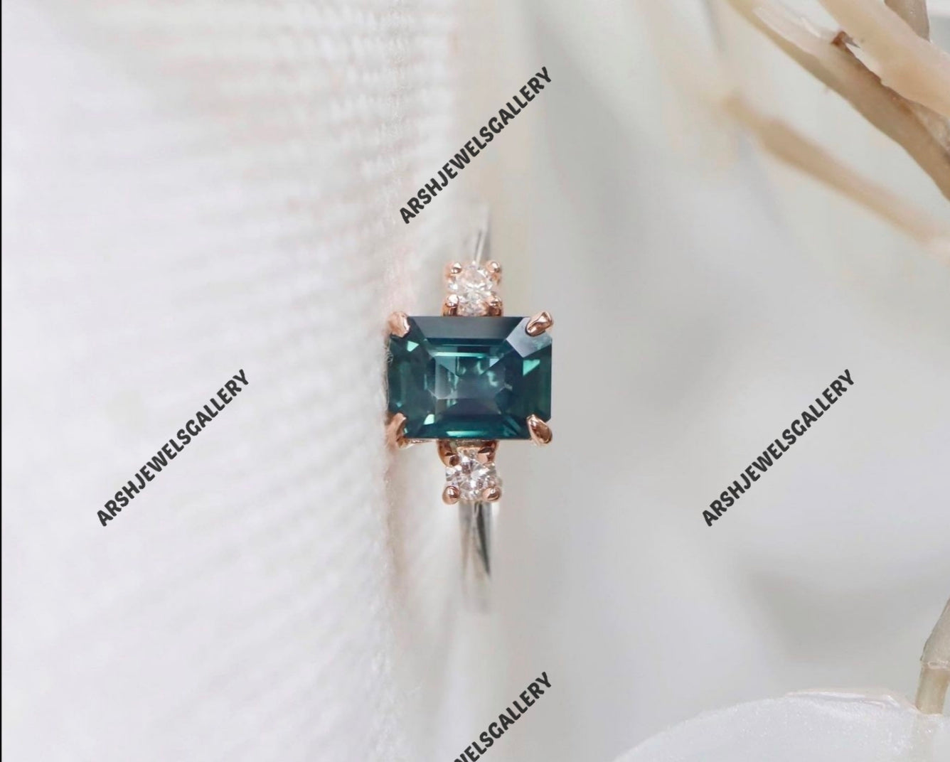 Beautiful octagon cut  teal sapphire ring 925 sterling silver vintage teal sapphire stone ring engagement ring wedding ring