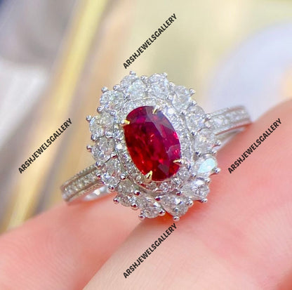 Unique design Ruby ring 925 sterling silver beautiful oval cut Ruby ring engagement ring wedding ring