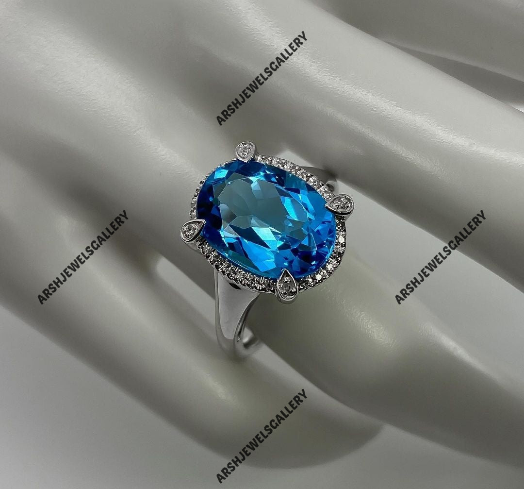 Gorgeous & beautiful oval cut blue topaz ring 925 sterling silver beautiful Blue topaz ring engagement ring wedding ring