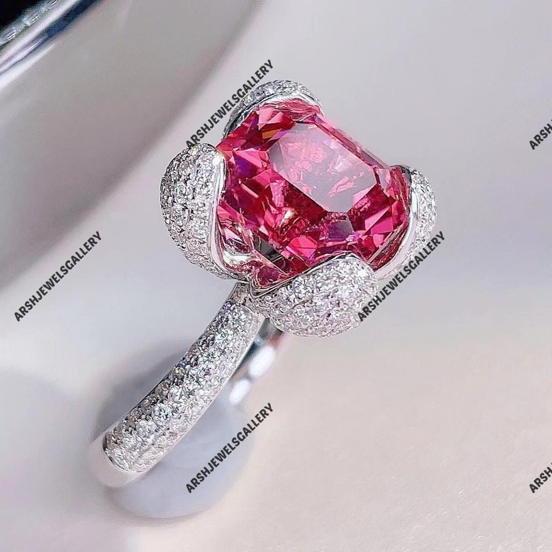 Unique & luxurious pink tourmaline ring 925 sterling silver ring vintage pink tourmaline ring engagement ring wedding ring