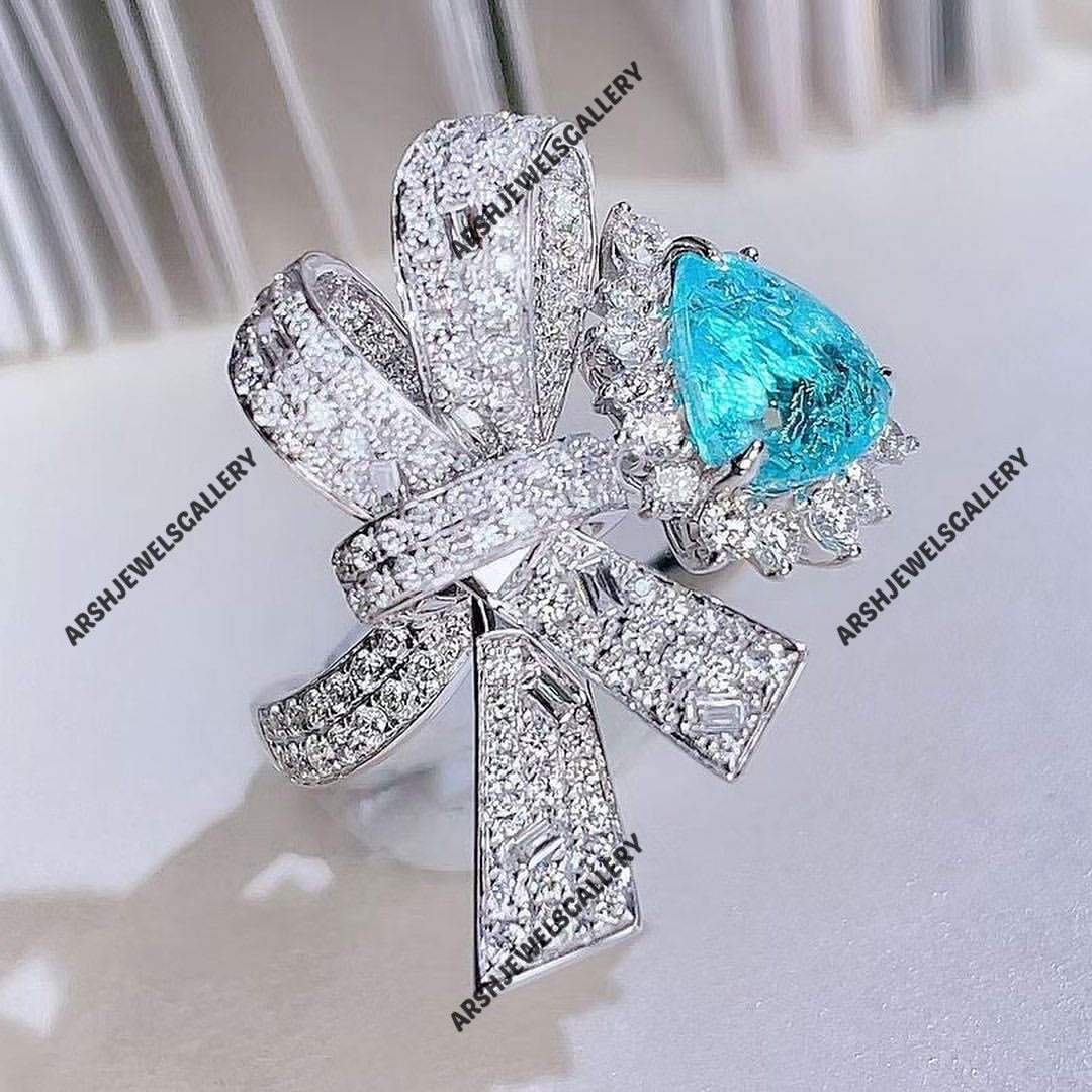 Vintage & luxurious unique design paraiba tourmaline ring 925 sterling silver ring vintage paraiba tourmaline ring engagement ring.