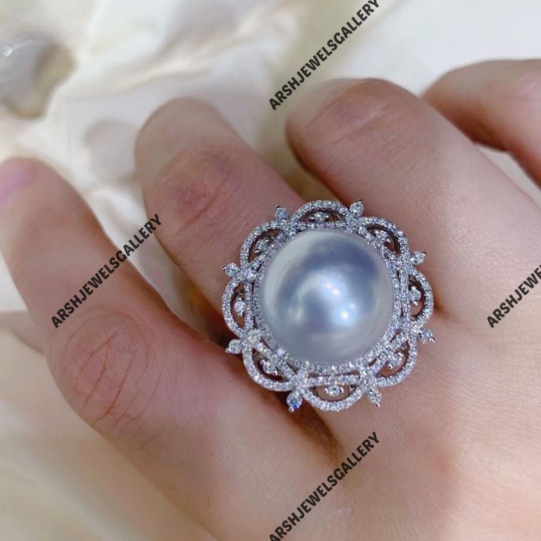 Vintage & Luxurious natural pearl ring 925 sterling silver vintage pearl ring vintage ring engagement ring.