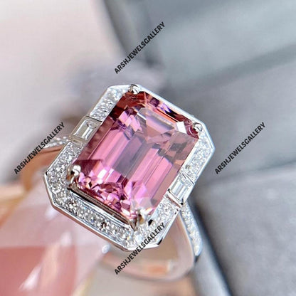 Beautiful design pink tourmaline ring 925 sterling silver unique design pink tourmaline ring engagement ring wedding ring