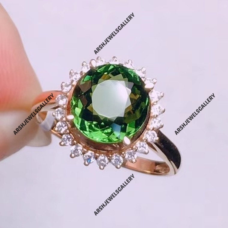 Beautiful green tourmaline ring 925 sterling silver ring vintage  oval green tourmaline ring engagement ring wedding ring