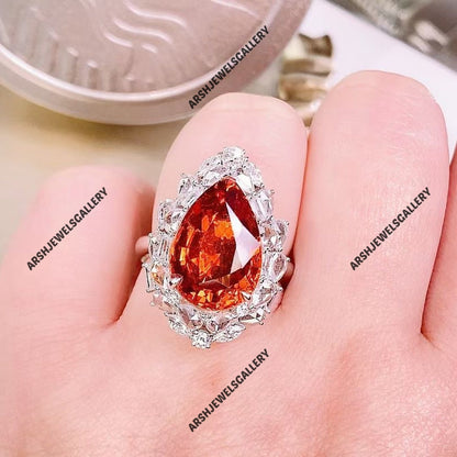 Gorgeous spessartite garnet ring 925 sterling silver convertible ring unique design ring engagement ring wedding ring.