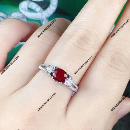 Vintage design Ruby ring 925 sterling silver gorgeous oval cut Ruby ring engagement ring wedding ring