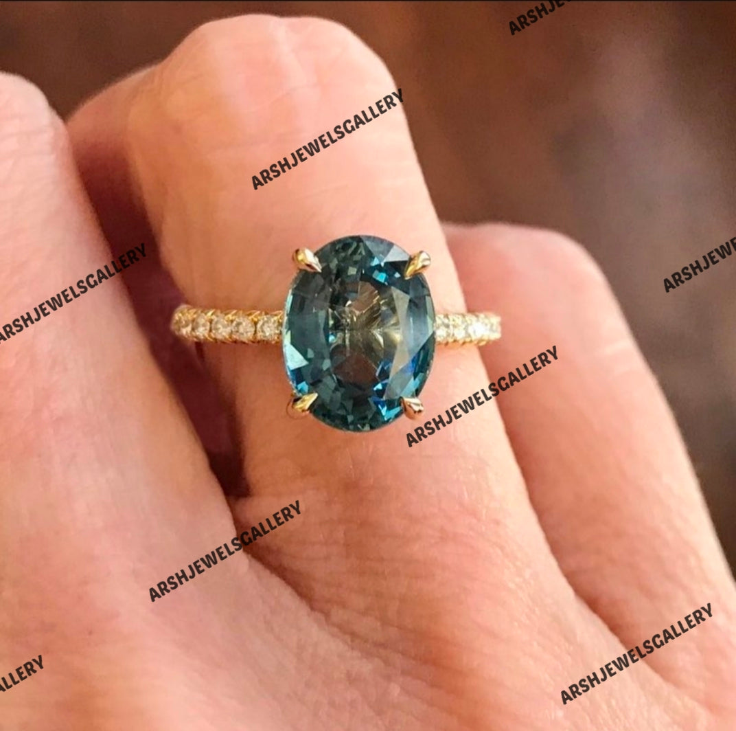 Beautiful & vintage oval cut teal sapphire ring 925 sterling silver vintage teal sapphire stone ring engagement ring wedding ring