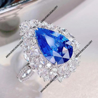 Beautiful pear cut Blue sapphire ring 925 sterling silver convertible blue sapphire ring engagement ring wedding ring