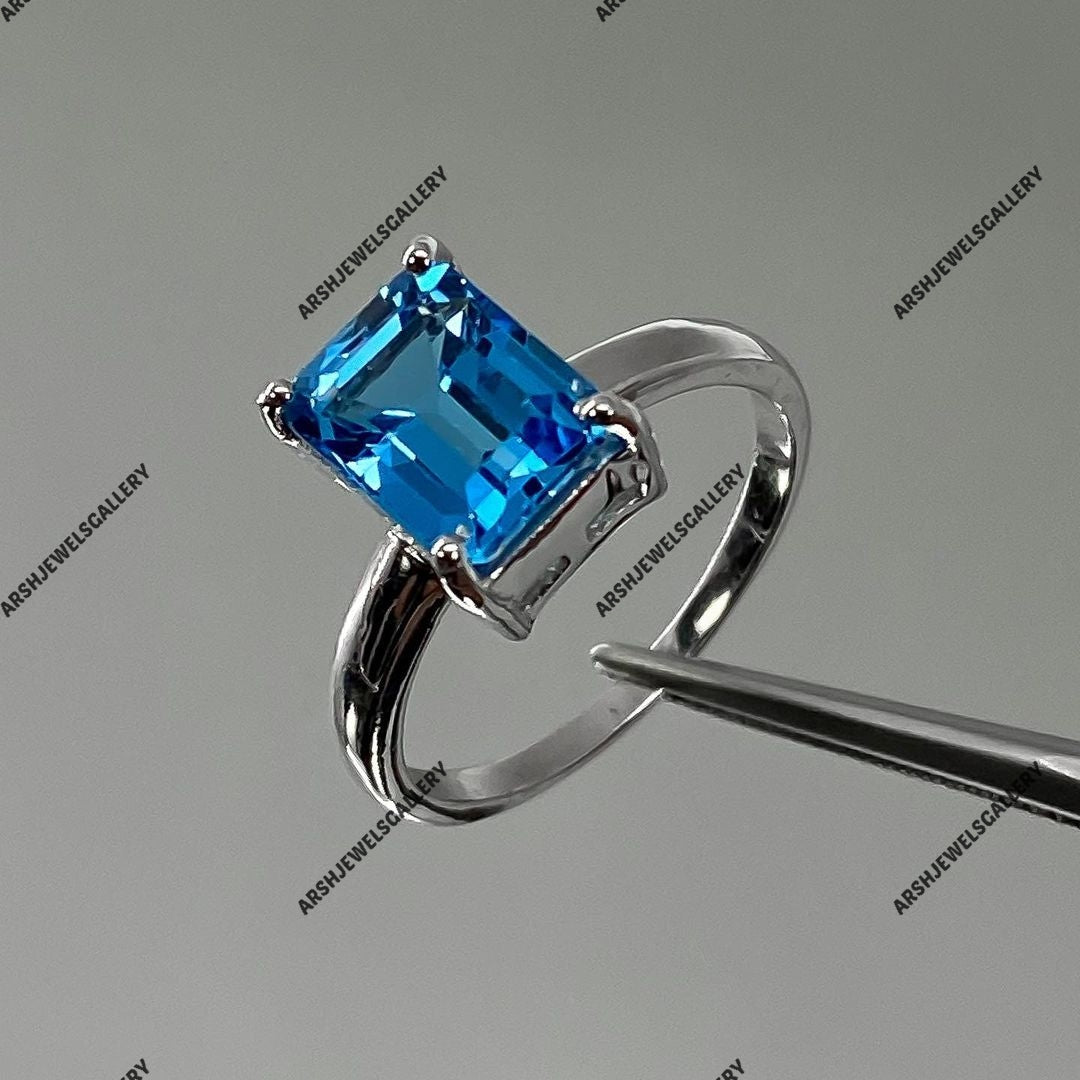 Gorgeous blue topaz ring 925 sterling silver beautiful Blue topaz ring engagement ring wedding ring